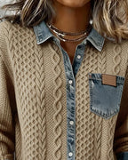 Simone™ | Denim Patchwork Shirt