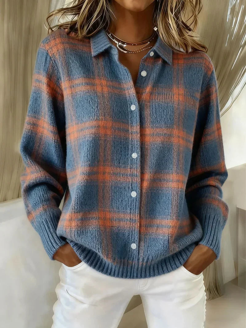 ZAFIRA™ | Knit Cheque Patterned Blouse