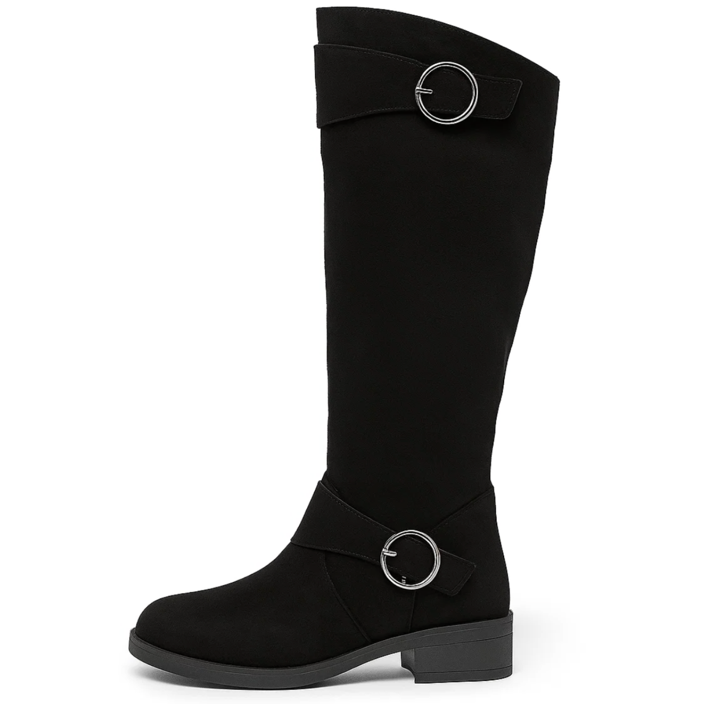 Suede Buckle Boots